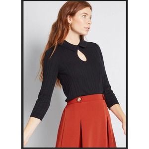 ModCloth Black “Keyhole to My Heart” Sweater